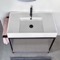 Console Sink Vanity With Ceramic Sink and Grey Oak Shelf, 35